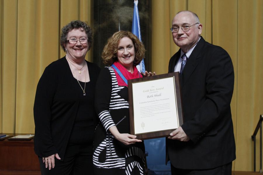 Beth Shull is a 2014 recipient of the CSPA Gold Key Award. She received her award at the 2014 CSPA spring convention advisers' awards luncheon on March 21, 2014 at Columbia University's Low Rotunda.
